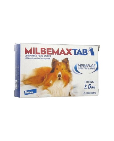 Milbemax Tab Vermifuge Pour Chiens de + 5 kg Boite de 2 Comprimés Milbemax Tab Vermifuge Pour Chiens de + 5 kg Boite de 2 Comprimés