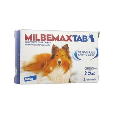 Milbemax Tab Vermifuge Pour Chiens de + 5 kg Boite de 2 Comprimés