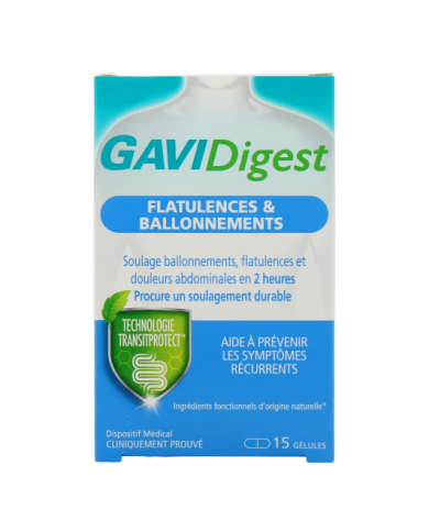 GAVIDigest Flatulences et Ballonnements Boite de 15 gélules GAVIDigest Flatulences et Ballonnements Boite de 15 gélules