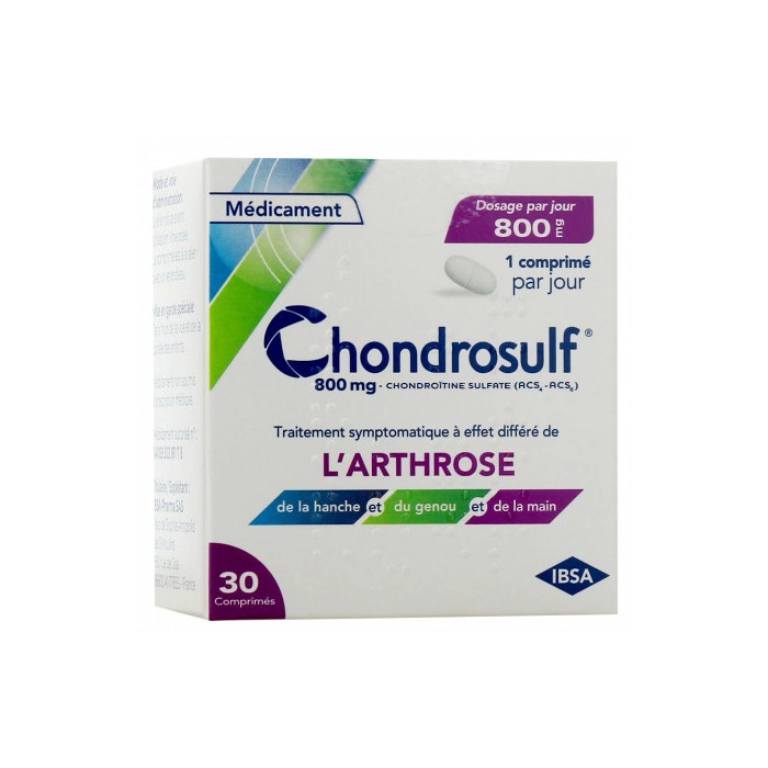 CHONDROSULF 800 Mg Traitement de l'arthrose Boite de 30 comprimés CHONDROSULF 800 Mg Traitement de l'arthrose Boite de 30 comprimés
