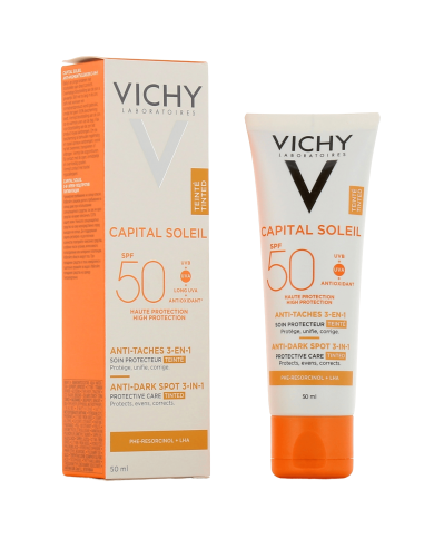 Vichy Capital Soleil Anti-Taches 3-en-1 Soin Quotidien Teinté SPF50+ TUBE DE 50 ML Vichy Capital Soleil Anti-Taches 3-en-1 Soin Quotidien Teinté SPF50+ TUBE DE 50 ML