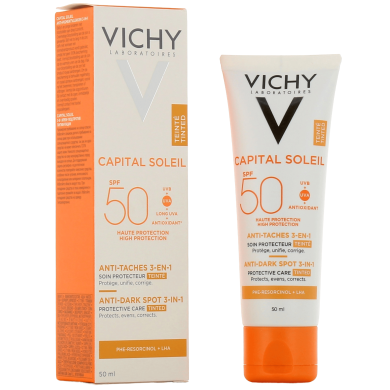 Vichy Capital Soleil Anti-Taches 3-en-1 Soin Quotidien Teinté SPF50+ TUBE DE 50 ML Vichy Capital Soleil Anti-Taches 3-en-1 Soin Quotidien Teinté SPF50+ TUBE DE 50 ML