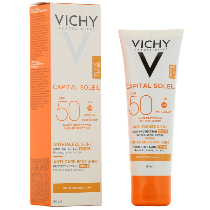 Vichy Capital Soleil Anti-Taches 3-en-1 Soin Quotidien Teinté SPF50+ TUBE DE 50 ML