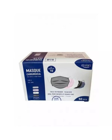 Masques chirurgicaux jetables colorés pour enfants Boite de 50