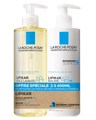 LA ROCHE POSAY LIPIKAR Huile lavante AP + Flacon de 400 ml et LIPIKAR BAUME AP+ M Flacon de 400 ml