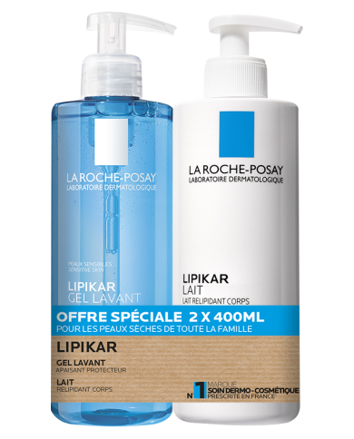 LA ROCHE POSAY LIPIKAR Lait corps Flacon pompe de 400ml + lipikar gel lavant flacon pompe de 400 ml LA ROCHE POSAY LIPIKAR Lait corps Flacon pompe de 400ml + lipikar gel lavant flacon pompe de 400 ml
