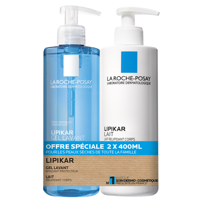 LA ROCHE POSAY LIPIKAR Lait corps Flacon pompe de 400ml + lipikar gel lavant flacon pompe de 400 ml LA ROCHE POSAY LIPIKAR Lait corps Flacon pompe de 400ml + lipikar gel lavant flacon pompe de 400 ml