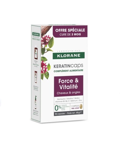 KLORANE KERATINCAPS Cure de force cheveux et ongles 3 Boites de 30 comprimés KLORANE KERATINCAPS Cure de force cheveux et ongles 3 Boites de 30 comprimés