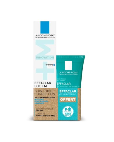 LA ROCHE POSAY Effaclar DUO+M Soin triple correction anti-imperfections Tube de 40 ml + gel purifiant micro-peeling 50 ml offert LA ROCHE POSAY Effaclar DUO+M Soin triple correction anti-imperfections Tube de 40 ml + gel purifiant micro-peeling 50 ml offert