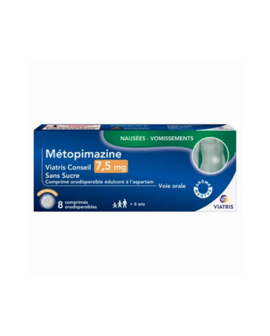 METOPIMAZEINE (VOGALIB) VIATRIS 7.5 mg Nausées et vomissements boite de 8 lyophilisats oraux METOPIMAZEINE (VOGALIB) VIATRIS 7.5 mg Nausées et vomissements boite de 8 lyophilisats oraux