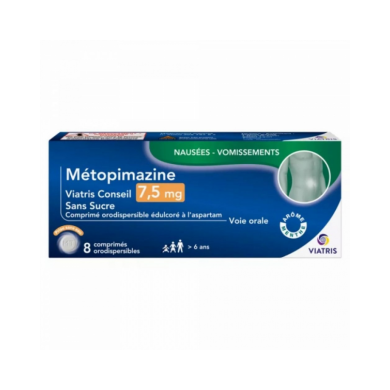 METOPIMAZEINE (VOGALIB) VIATRIS 7.5 mg Nausées et vomissements boite de 8 lyophilisats oraux METOPIMAZEINE (VOGALIB) VIATRIS 7.5 mg Nausées et vomissements boite de 8 lyophilisats oraux