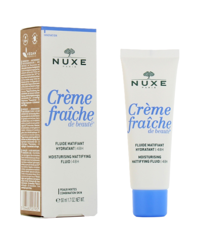 NUXE CREME FRAICHE Fluide Matifiant Hydratant 48h Crème fraîche de beauté Tube de 50 ml NUXE CREME FRAICHE Fluide Matifiant Hydratant 48h Crème fraîche de beauté Tube de 50 ml