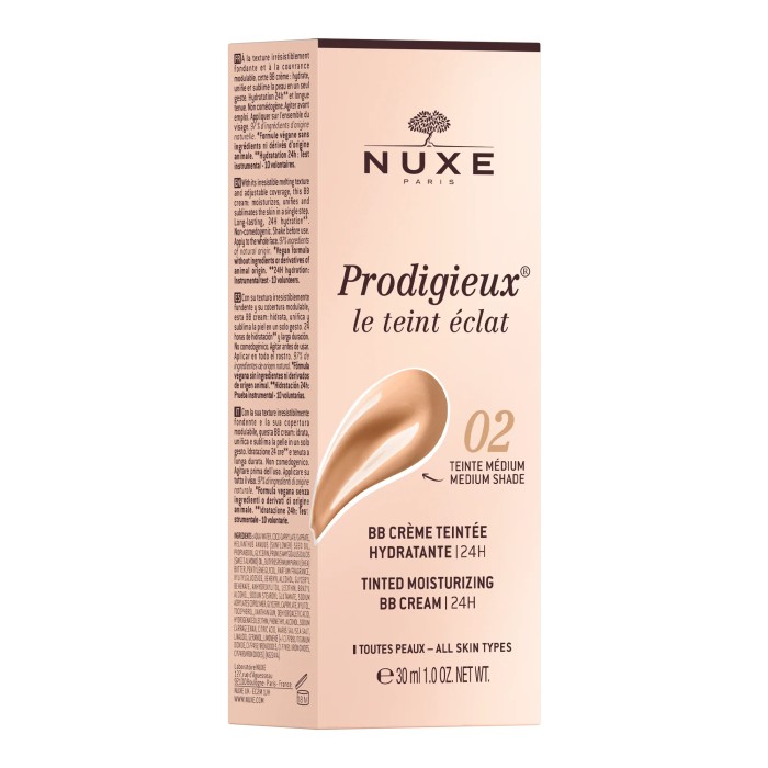 NUXE SOINS PRODIGIEUX BB Crème Teintée Hydratante - Teinte Medium Tube de 30 ml NUXE SOINS PRODIGIEUX BB Crème Teintée Hydratante - Teinte Medium Tube de 30 ml