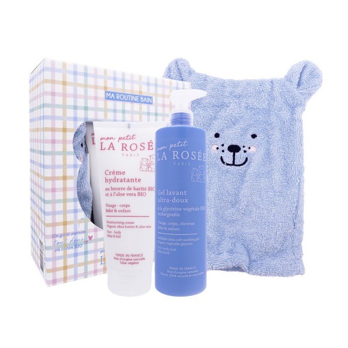 La Rosée Ma Routine bain crème hydratante + gel lavant + gant ourson