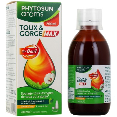 PHYTOSUN AROMS Sirop toux et gorge MAX effet 8 en 1 Flacon de 200 ml PHYTOSUN AROMS Sirop toux et gorge MAX effet 8 en 1 Flacon de 200 ml
