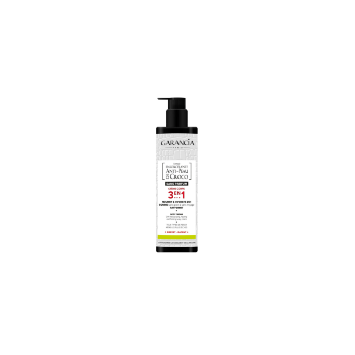 Garancia Formule Ensorcelante Anti peau de croco Crème corps 3 en 1 SANS PARFUM Flacon pompe de 400 ml Garancia Formule Ensorcelante Anti peau de croco Crème corps 3 en 1 SANS PARFUM Flacon pompe de 400 ml