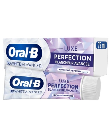 ORAL-B 3D White Advanced Dentifrice Menthe Fraîche Poivrée Tube de 75ml