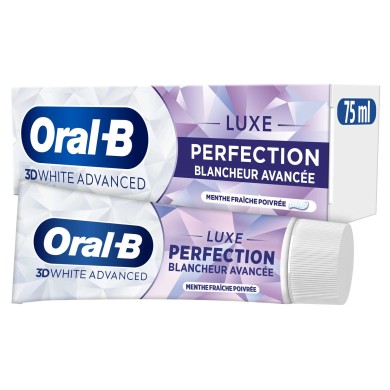 ORAL-B 3D White Advanced Dentifrice Menthe Fraîche Poivrée Tube de 75ml ORAL-B 3D White Advanced Dentifrice Menthe Fraîche Poivrée Tube de 75ml