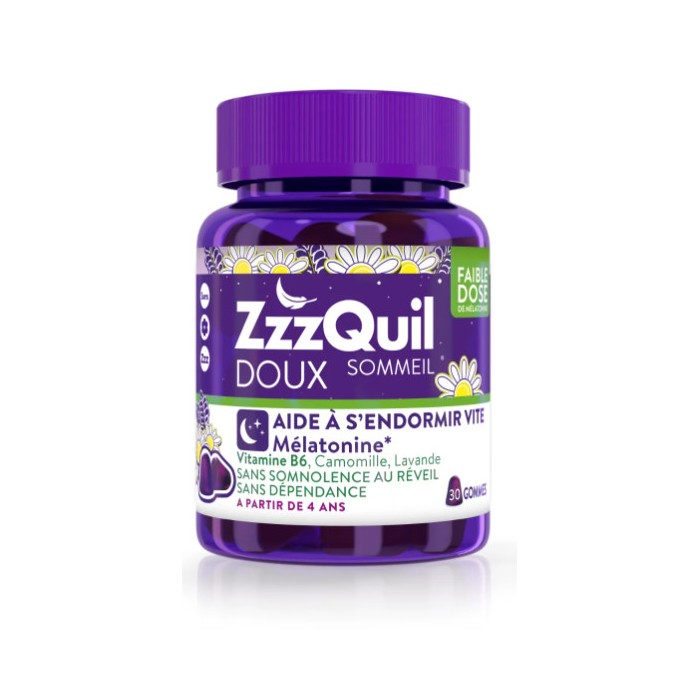 ZzzQuil DOUX Sommeil à partir de 4 ans Boite de 30 Gommes ZzzQuil DOUX Sommeil à partir de 4 ans Boite de 30 Gommes