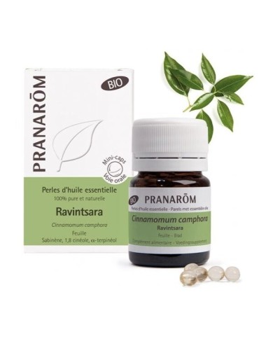 PRANAROM Perles d'Huile Essentielle de Ravintsara - Bio - Boite de 60