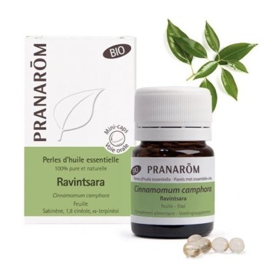 PRANAROM Perles d'Huile Essentielle de Ravintsara - Bio - Boite de 60