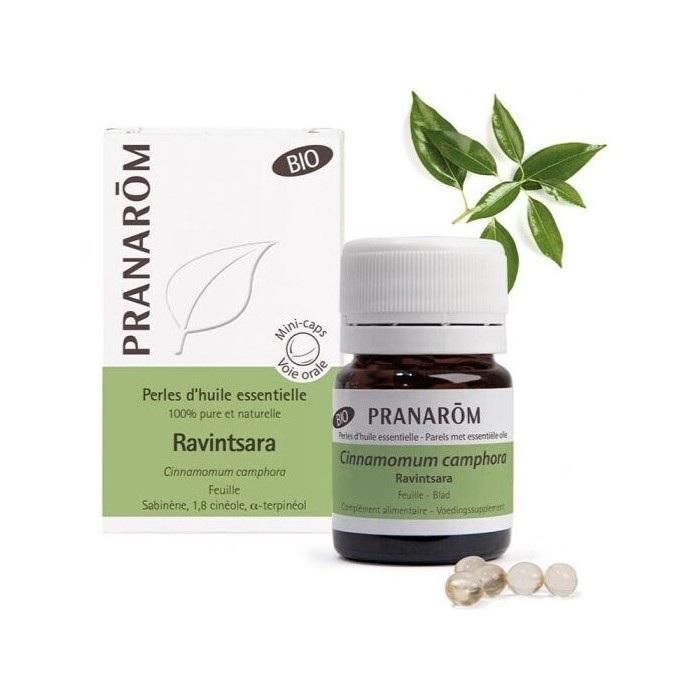 PRANAROM Perles d'Huile Essentielle de Ravintsara - Bio - Boite de 60