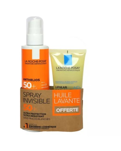 La Roche Posay Anthelios spray invisible SPF50+ 200ml + huile  lavante LIPIKAR 100ml offerte La Roche Posay Anthelios spray invisible SPF50+ 200ml + huile  lavante LIPIKAR 100ml offerte