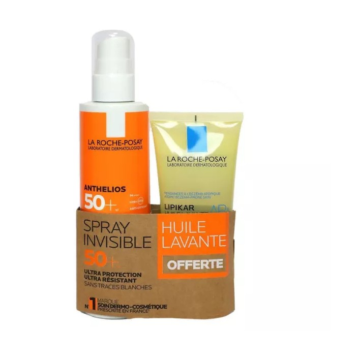 La Roche Posay Anthelios spray invisible SPF50+ 200ml + huile  lavante LIPIKAR 100ml offerte La Roche Posay Anthelios spray invisible SPF50+ 200ml + huile  lavante LIPIKAR 100ml offerte