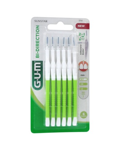 GUM BI-DIRECTION 90 ° Brossette interdentaire 0.7 mm Boite de 6 brossette