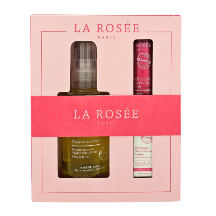 LA ROSEE COFFRET HUILE NOURRISSANTE + STICK LÈVRES + RECHARGE STICK LA ROSEE COFFRET HUILE NOURRISSANTE + STICK LÈVRES + RECHARGE STICK