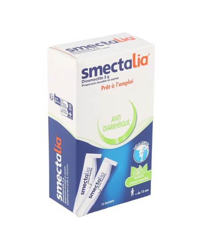 SMECTALIA  Boite de 12 sachets prêt à l'emploi goût citron menthe SMECTALIA  Boite de 12 sachets prêt à l'emploi goût citron menthe