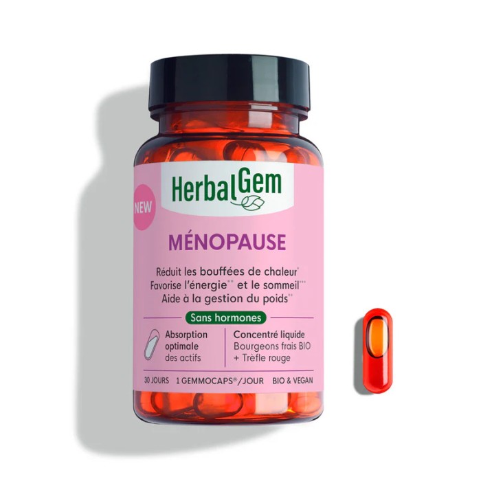 HERBALGEM Complément alimentaire Ménopause - Bio Boite de 30 gemmocaps
