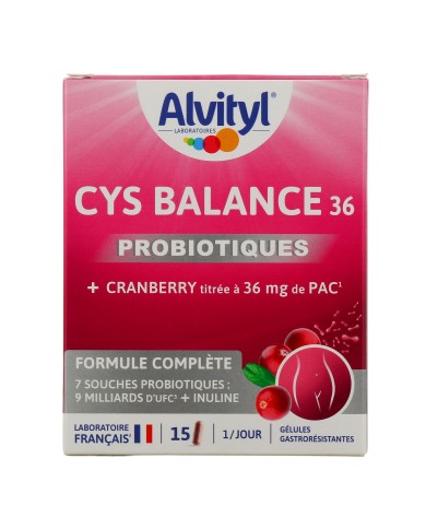 Alvityl Cys Balance 36 Probiotiques Boite de 15 gélules