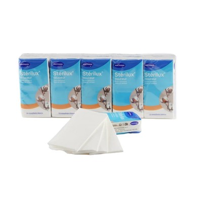 HARTMANN STERILUX Douceur Sachets de 10 paquets de 10 mouchoirs blanc HARTMANN STERILUX Douceur Sachets de 10 paquets de 10 mouchoirs blanc