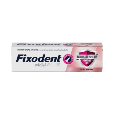 Fixodent Pro Crème Adhésive pour Prothèses anti particules + fixation forte Arôme neutre Tube de 40 grammes