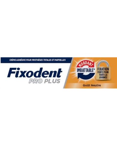 Fixodent Pro PLUS Crème Adhésive pour Prothèses Mordant imbattable + fixation forte Goût neutre Tube de 40 grammes