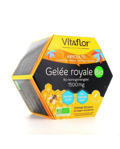 Vitaflor Gelée Royale 1500 mg Bio Boite de 20 Ampoules Vitaflor Gelée Royale 1500 mg Bio Boite de 20 Ampoules