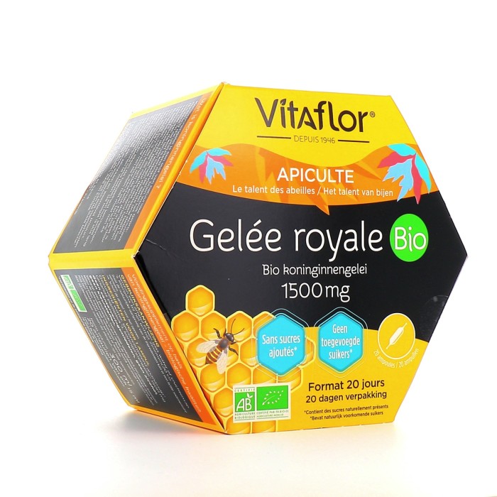 Vitaflor Gelée Royale 1500 mg Bio Boite de 20 Ampoules Vitaflor Gelée Royale 1500 mg Bio Boite de 20 Ampoules