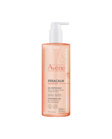 AVÈNE XERACALM NUTRITION - Gel Nettoyant - Visage et Corps - Peaux Sensibles et Sèches Flacon pompe de 500 ml