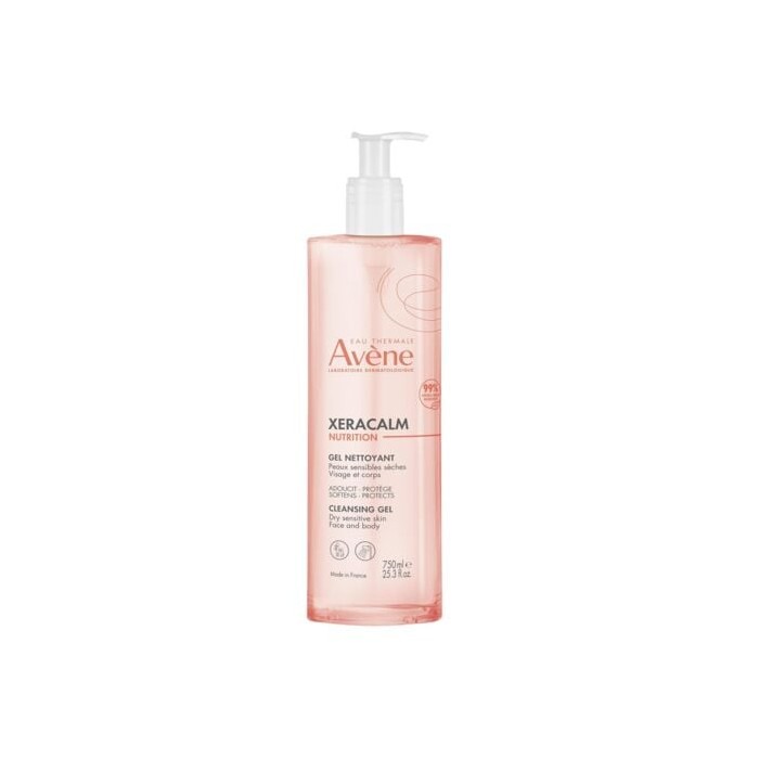 AVÈNE XERACALM NUTRITION - Gel Nettoyant - Visage et Corps - Peaux Sensibles et Sèches Flacon pompe de 750 ml