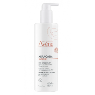 AVÈNE XERACALM NUTRITION - Lait Hydratant - Visage et Corps - Peaux Sensibles et Sèches Flacon pompe de 400ml