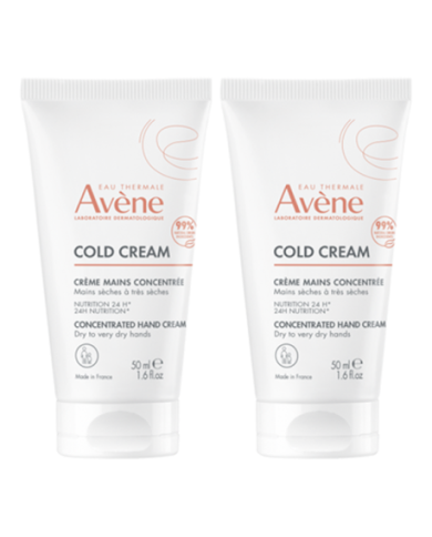 AVENE COLD CREAM Crème mains Lot de 2 Tubes de 50ml AVENE COLD CREAM Crème mains Lot de 2 Tubes de 50ml