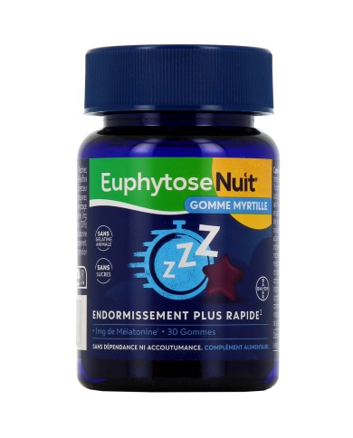 EUPHYTOSE Nuit 1mg de mélatonine  Boite de 30 gommes EUPHYTOSE Nuit 1mg de mélatonine  Boite de 30 gommes