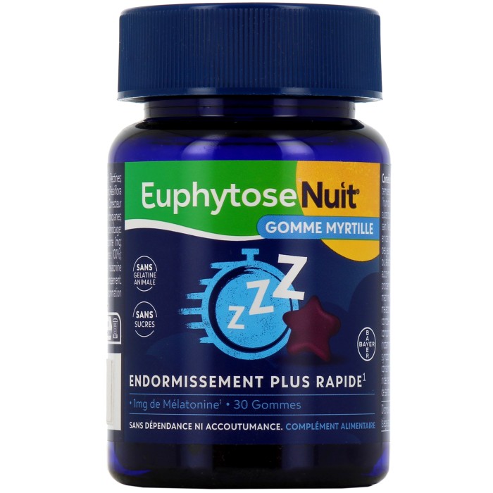 EUPHYTOSE Nuit 1mg de mélatonine  Boite de 30 gommes