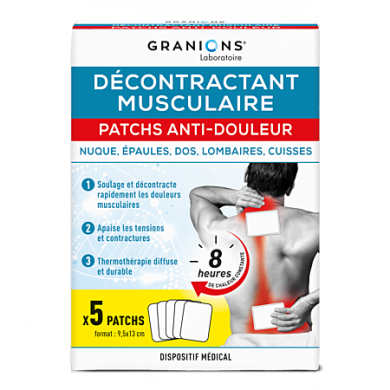 GRANIONS Patchs Anti-Douleur Thermothérapie - Décontractant musculaire Boite de 5 patchs