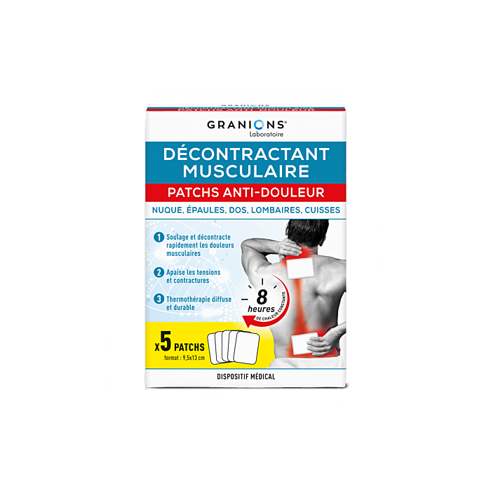GRANIONS Patchs Anti-Douleur Thermothérapie - Décontractant musculaire Boite de 5 patchs