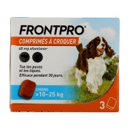 Frontpro Anti-Puce et Tique Boite de 3 comprimés à croquer Chiens 10-25 kilos