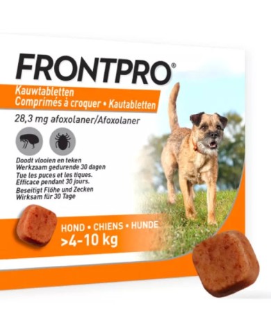 Frontpro Anti-Puce et Tique Boite de 3 comprimés à croquer Chiens 4-10 kilos