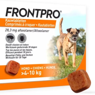 Frontpro Anti-Puce et Tique Boite de 3 comprimés à croquer Chiens 4-10 kilos