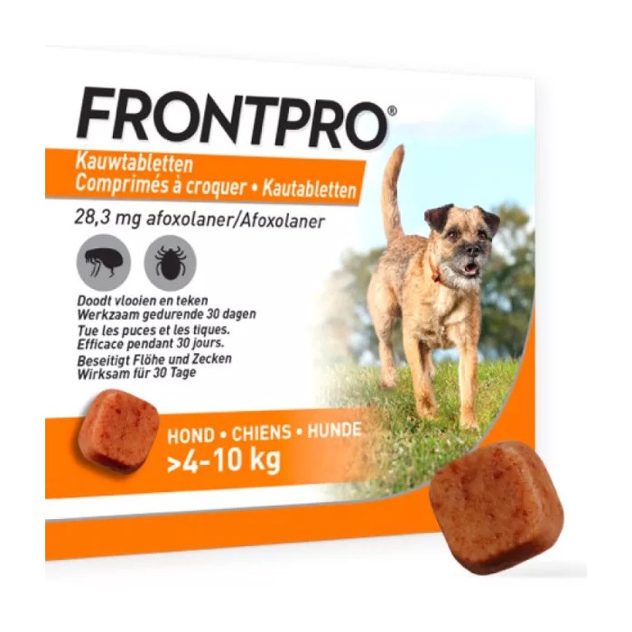Frontpro Anti-Puce et Tique Boite de 3 comprimés à croquer Chiens 4-10 kilos